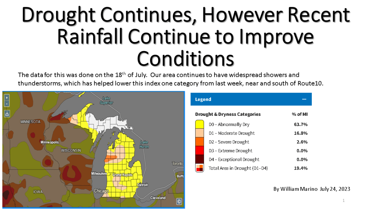 While Our Michigan Drought has Improved Considerably, Drought Looks to Continue into&nbsp;August