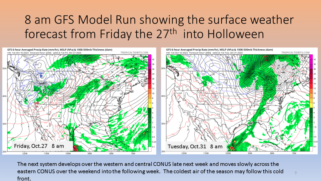 Typical of fall we will see a warm up, then it will rain and get cooler, only to warm up by early next week.  Then it will get wet and cooler once again.